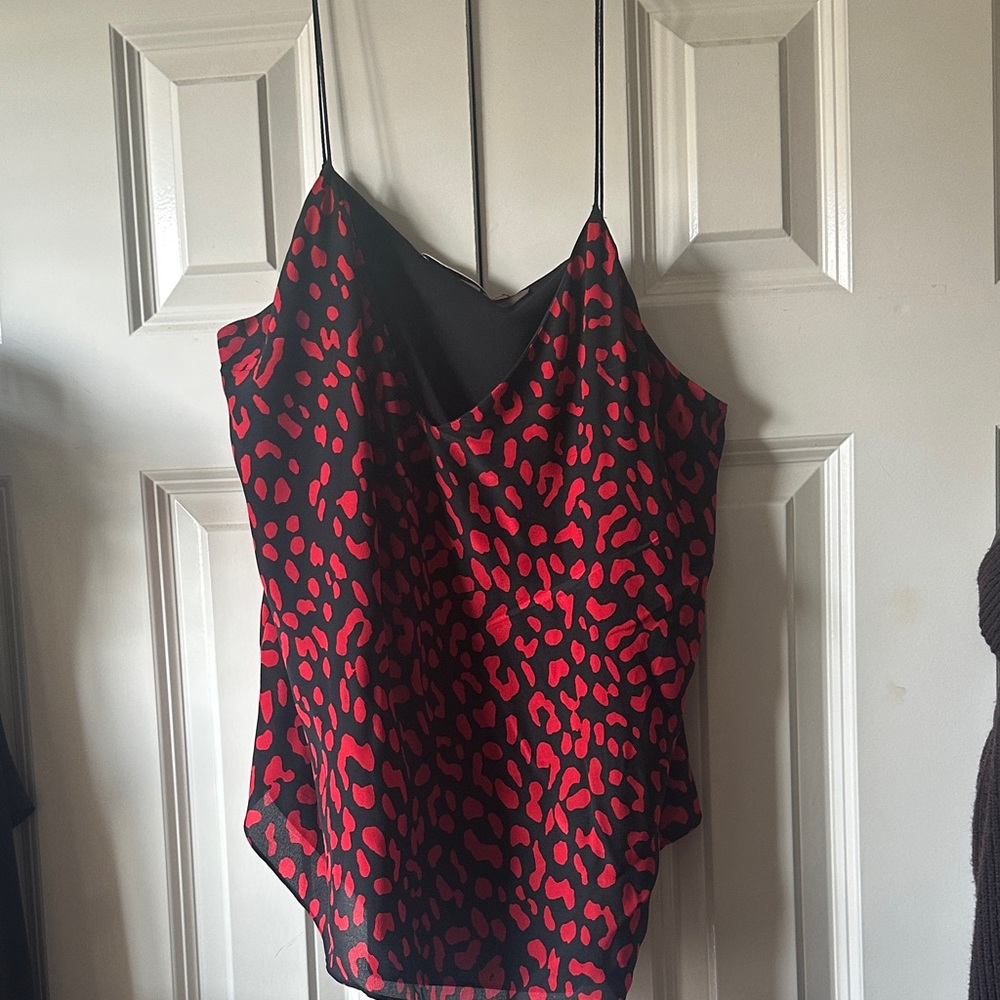 Alice + Olivia Red and Black Patterned Camisole